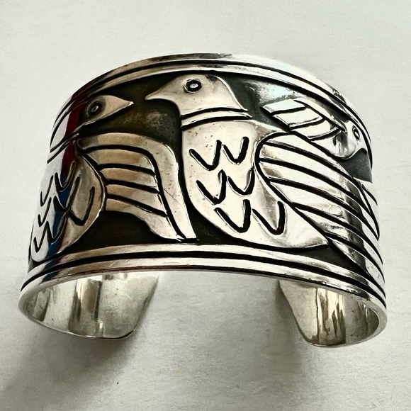 James Avery rain dove or tropical birds bird paradise cuff HEAVY! substantial - Picture 14 of 14